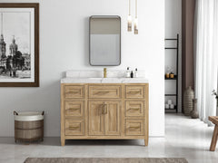 Santa Monica Teak Wood 48 in. W x 22 in. D Single Sink Bathroom Vanity - photo 4