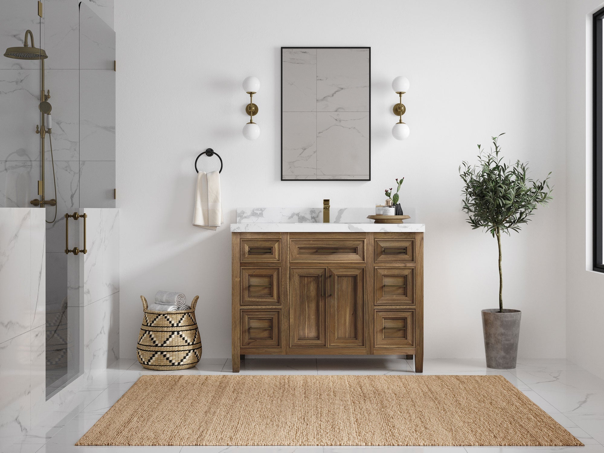 Santa Monica Teak Wood 48 in. W x 22 in. D Single Sink Bathroom Vanity - Willow Bath and Vanity