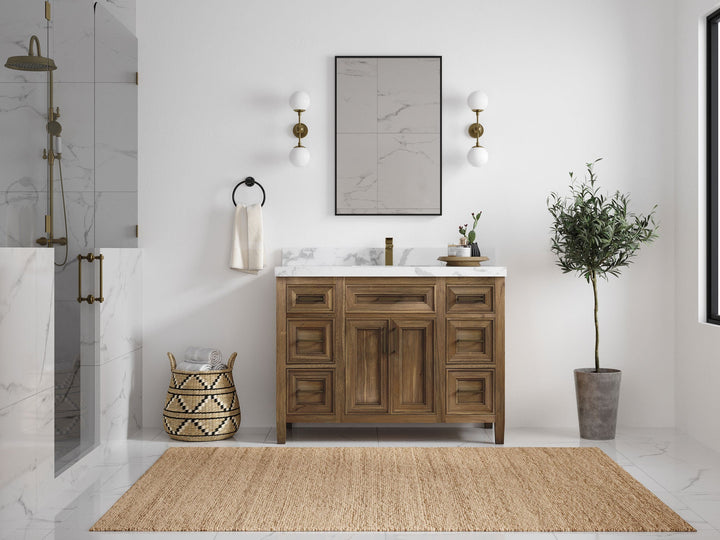 Santa Monica Teak Wood 48 in. W x 22 in. D Single Sink Bathroom Vanity - photo 4