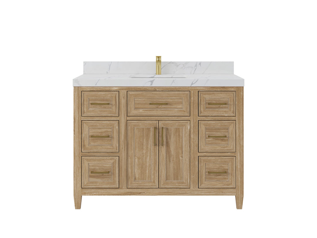 Santa Monica Teak Wood 48 in. W x 22 in. D Single Sink Bathroom Vanity - Willow Bath and Vanity