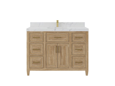 Santa Monica Teak Wood 48 in. W x 22 in. D Single Sink Bathroom Vanity - Willow Bath and Vanity