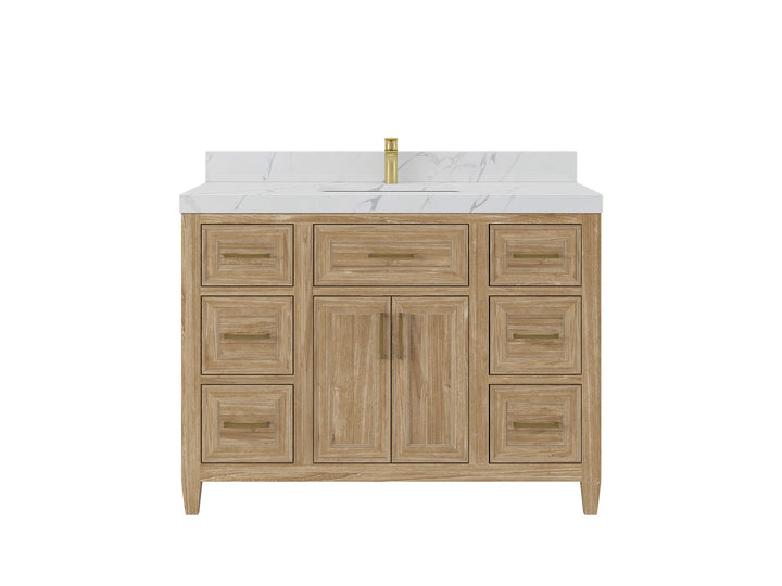 Santa Monica Teak Wood 48 in. W x 22 in. D Single Sink Bathroom Vanity - photo 1
