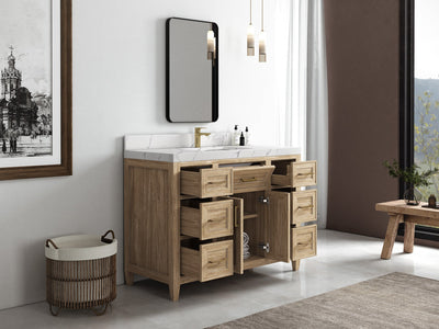 Santa Monica Teak Wood 48 in. W x 22 in. D Single Sink Bathroom Vanity - Willow Bath and Vanity