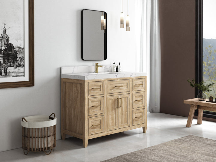 Santa Monica Teak Wood 48 in. W x 22 in. D Single Sink Bathroom Vanity - photo 2