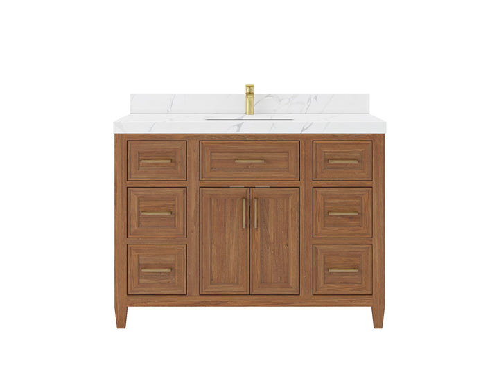 Santa Monica Teak Wood 48 in. W x 22 in. D Single Sink Bathroom Vanity - photo 1