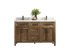 Santa Monica Teak Wood 60 in. W x 22 in. D Double Sink Bathroom Vanity - photo 1