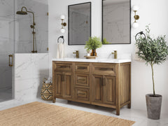 Santa Monica Teak Wood 60 in. W x 22 in. D Double Sink Bathroom Vanity - photo 2