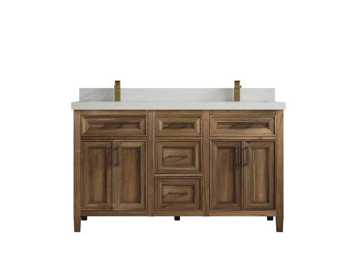 Santa Monica Teak Wood 60 in. W x 22 in. D Double Sink Bathroom Vanity - photo 28