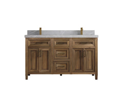 Santa Monica Teak Wood 60 in. W x 22 in. D Double Sink Bathroom Vanity - photo 38