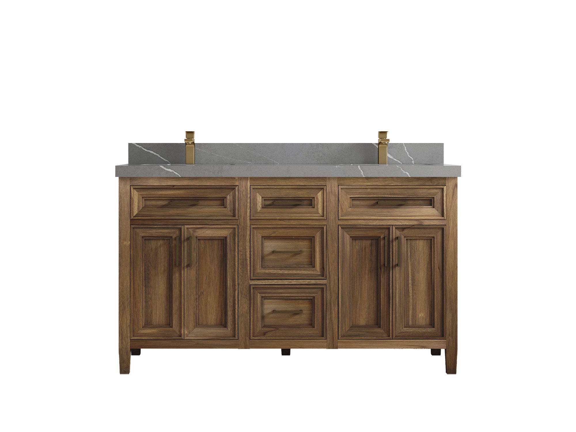 Santa Monica Teak Wood 60 in. W x 22 in. D Double Sink Bathroom Vanity - Willow Bath and Vanity