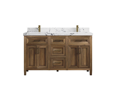 Santa Monica Teak Wood 60 in. W x 22 in. D Double Sink Bathroom Vanity - Willow Bath and Vanity