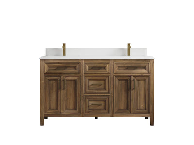 Santa Monica Teak Wood 60 in. W x 22 in. D Double Sink Bathroom Vanity - Willow Bath and Vanity