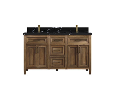 Santa Monica Teak Wood 60 in. W x 22 in. D Double Sink Bathroom Vanity - Willow Bath and Vanity