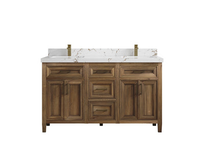 Santa Monica Teak Wood 60 in. W x 22 in. D Double Sink Bathroom Vanity - Willow Bath and Vanity