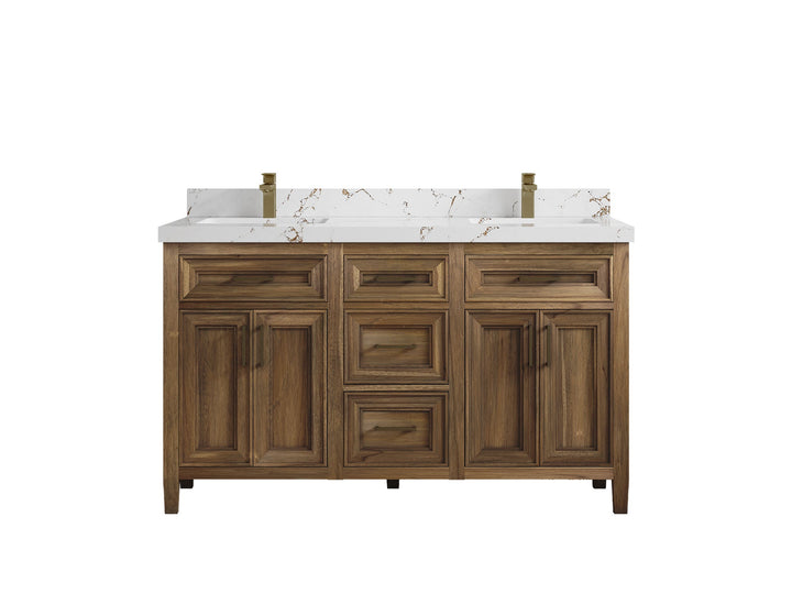 Santa Monica Teak Wood 60 in. W x 22 in. D Double Sink Bathroom Vanity - photo 14