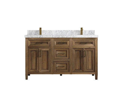 Santa Monica Teak Wood 60 in. W x 22 in. D Double Sink Bathroom Vanity - Willow Bath and Vanity