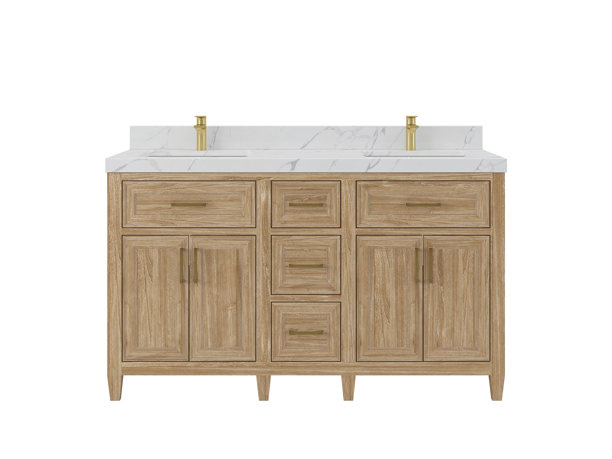 Santa Monica Teak Wood 60 in. W x 22 in. D Double Sink Bathroom Vanity - Willow Bath and Vanity