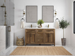 Santa Monica Teak Wood 60 in. W x 22 in. D Double Sink Bathroom Vanity - photo 4