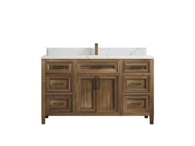 Santa Monica Teak Wood 60 in. W x 22 in. D Single Sink Bathroom Vanity - Willow Bath and Vanity