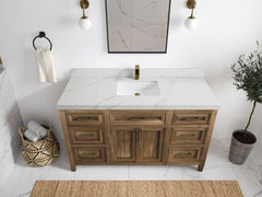 Santa Monica Teak Wood 60 in. W x 22 in. D Single Sink Bathroom Vanity - photo 11