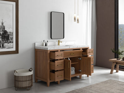 Santa Monica Teak Wood 60 in. W x 22 in. D Single Sink Bathroom Vanity - Willow Bath and Vanity