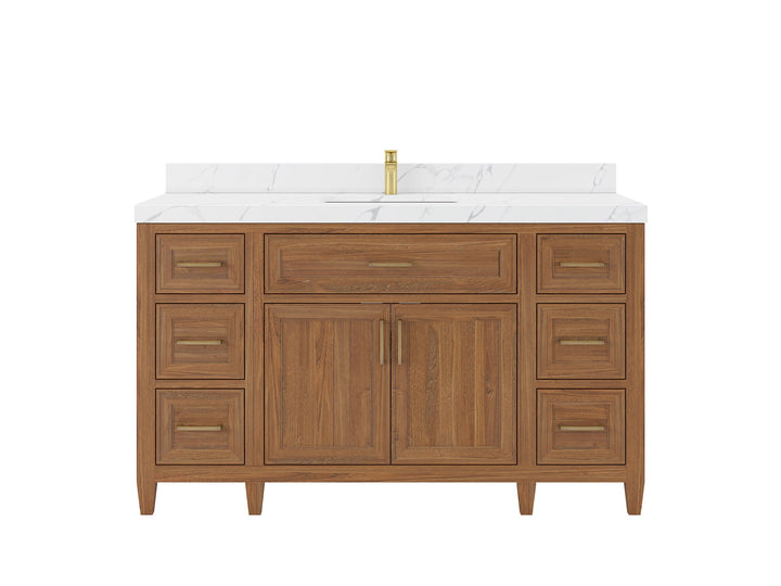 Santa Monica Teak Wood 60 in. W x 22 in. D Single Sink Bathroom Vanity - photo 1