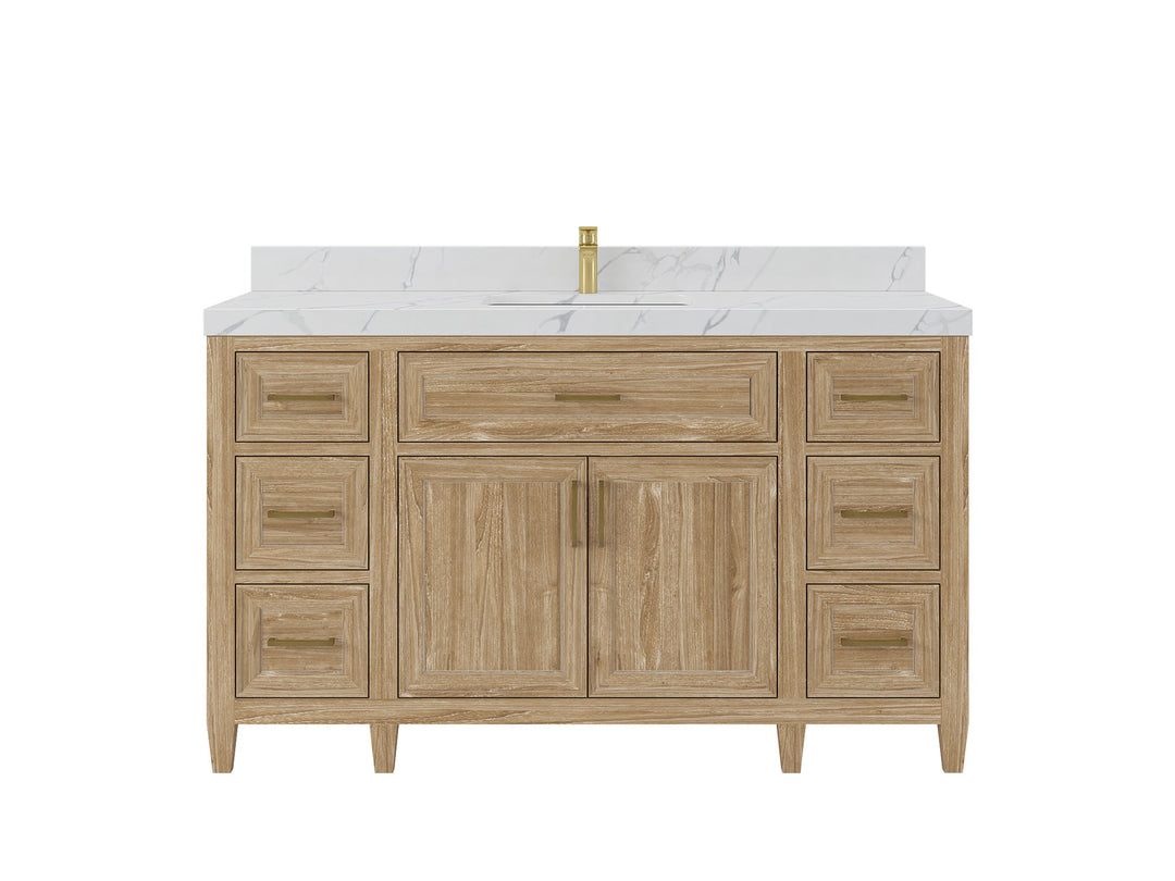 Santa Monica Teak Wood 60 in. W x 22 in. D Single Sink Bathroom Vanity - Willow Bath and Vanity