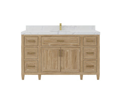 Santa Monica Teak Wood 60 in. W x 22 in. D Single Sink Bathroom Vanity - photo 1