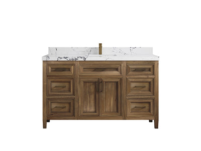 Santa Monica Teak Wood 60 in. W x 22 in. D Single Sink Bathroom Vanity - Willow Bath and Vanity