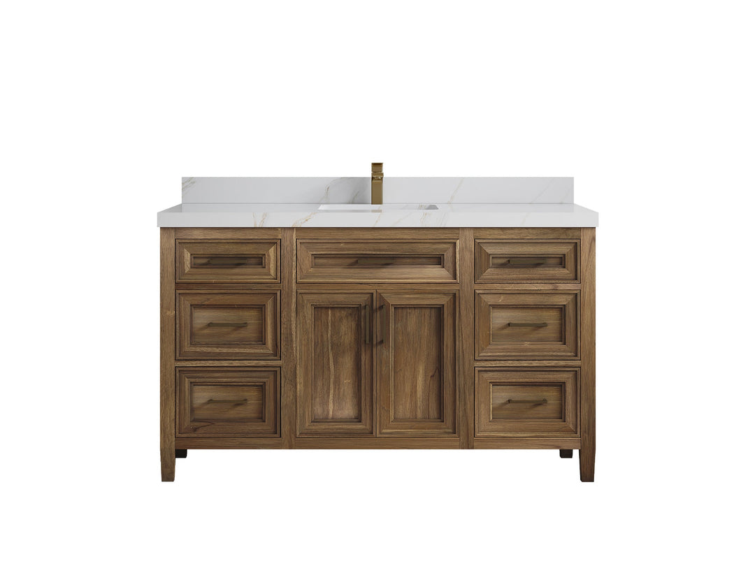 Santa Monica Teak Wood 60 in. W x 22 in. D Single Sink Bathroom Vanity - Willow Bath and Vanity
