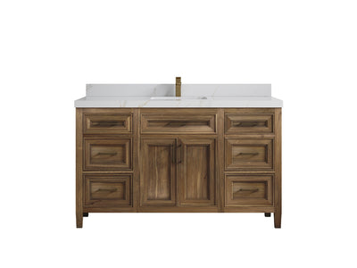 Santa Monica Teak Wood 60 in. W x 22 in. D Single Sink Bathroom Vanity - Willow Bath and Vanity