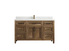 Santa Monica Teak Wood 60 in. W x 22 in. D Single Sink Bathroom Vanity - photo 8