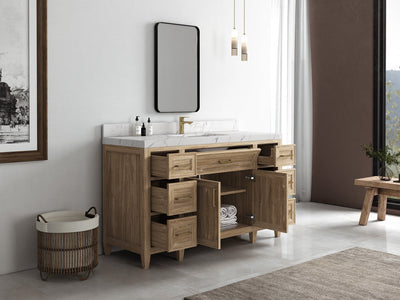 Santa Monica Teak Wood 60 in. W x 22 in. D Single Sink Bathroom Vanity - Willow Bath and Vanity