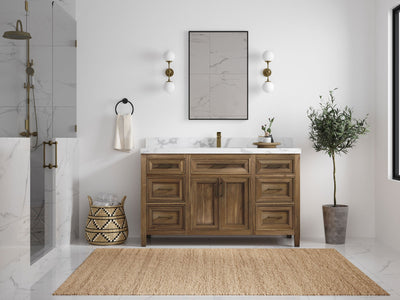 Santa Monica Teak Wood 60 in. W x 22 in. D Single Sink Bathroom Vanity - Willow Bath and Vanity