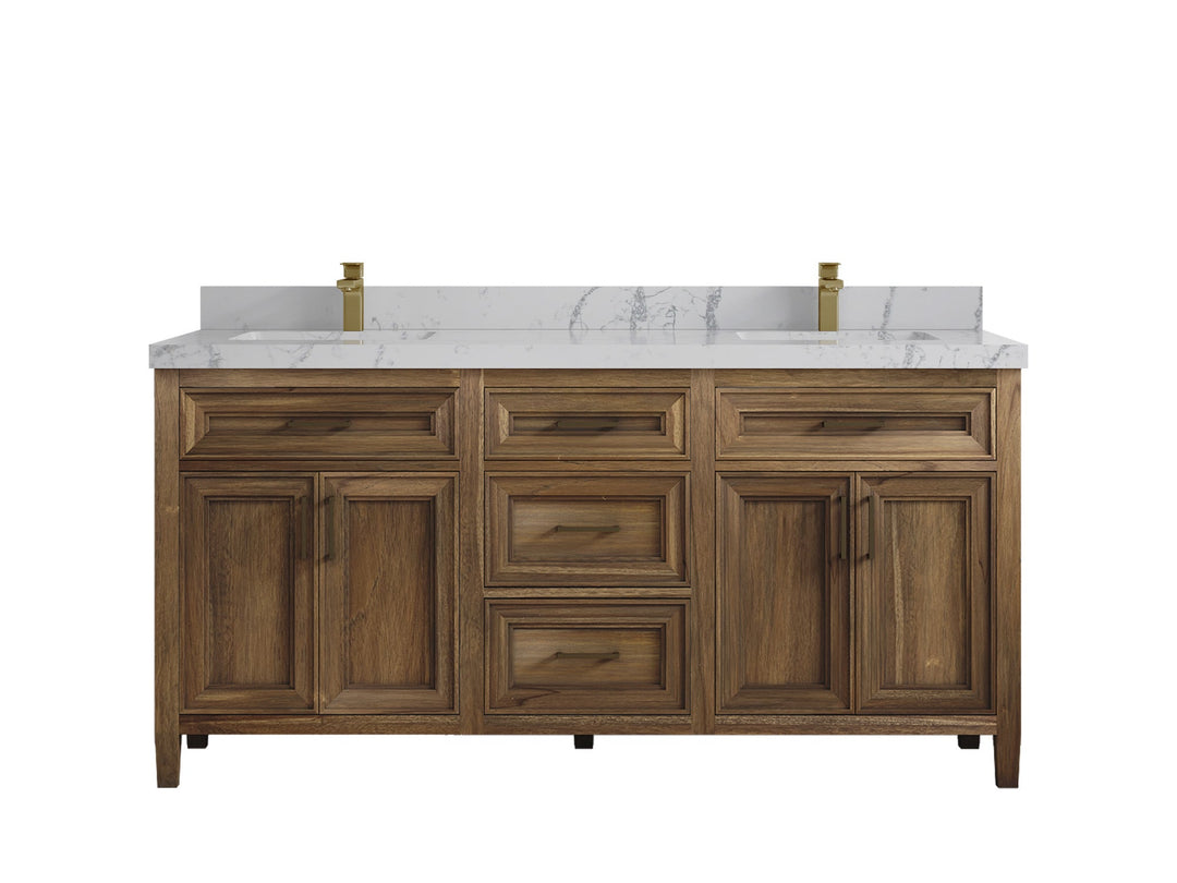 Santa Monica Teak Wood 72 in. W x 22 in. D Double Sink Bathroom Vanity - Willow Bath and Vanity