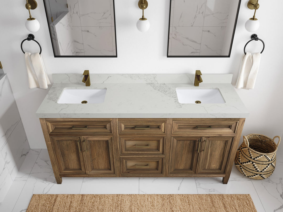 Santa Monica Teak Wood 72 in. W x 22 in. D Double Sink Bathroom Vanity - Willow Bath and Vanity