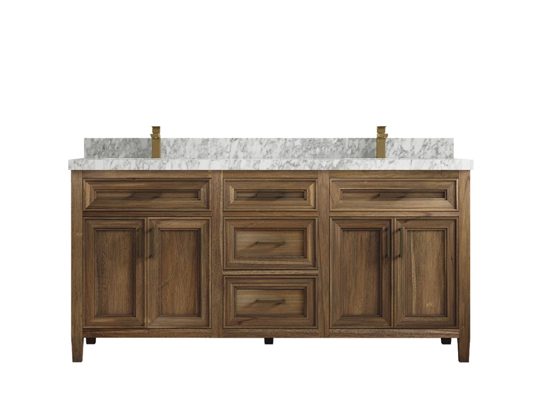 Santa Monica Teak Wood 72 in. W x 22 in. D Double Sink Bathroom Vanity - Willow Bath and Vanity