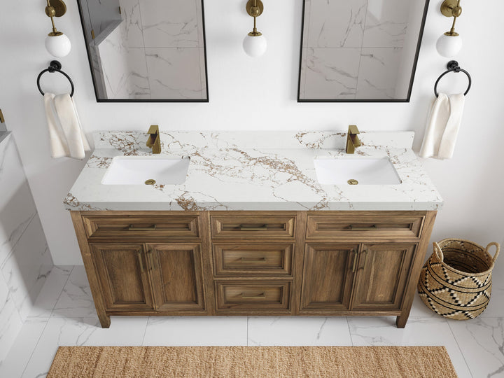Santa Monica Teak Wood 72 in. W x 22 in. D Double Sink Bathroom Vanity - photo 43