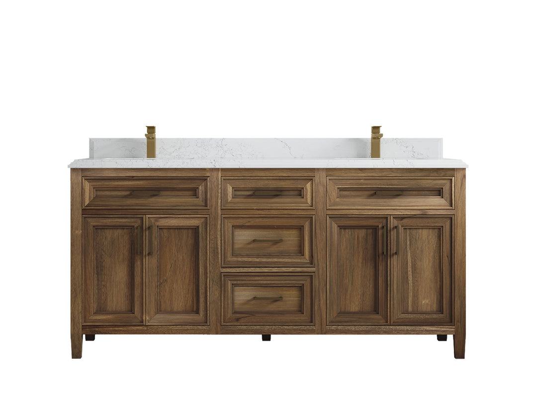 Santa Monica Teak Wood 72 in. W x 22 in. D Double Sink Bathroom Vanity - Willow Bath and Vanity