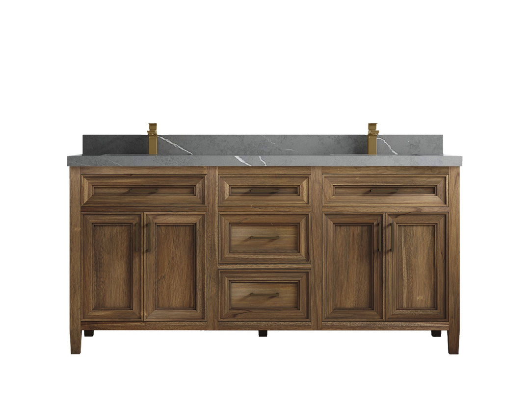 Santa Monica Teak Wood 72 in. W x 22 in. D Double Sink Bathroom Vanity - Willow Bath and Vanity