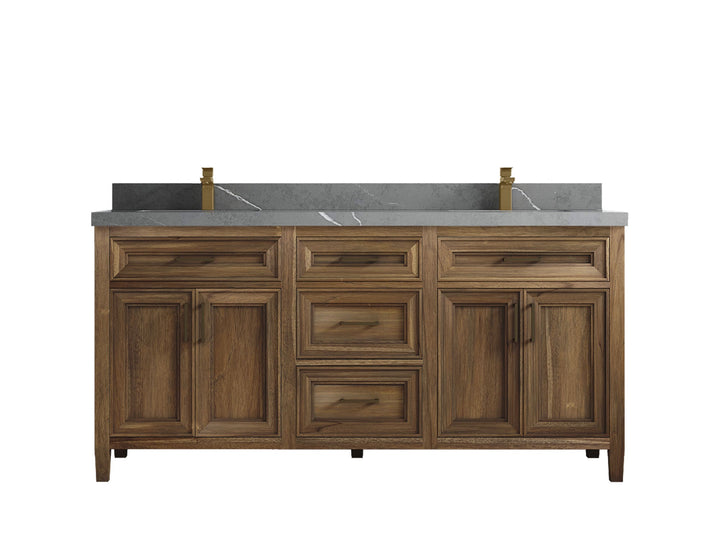 Santa Monica Teak Wood 72 in. W x 22 in. D Double Sink Bathroom Vanity - photo 38