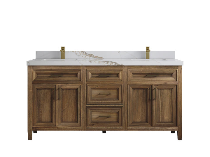 Santa Monica Teak Wood 72 in. W x 22 in. D Double Sink Bathroom Vanity - photo 30