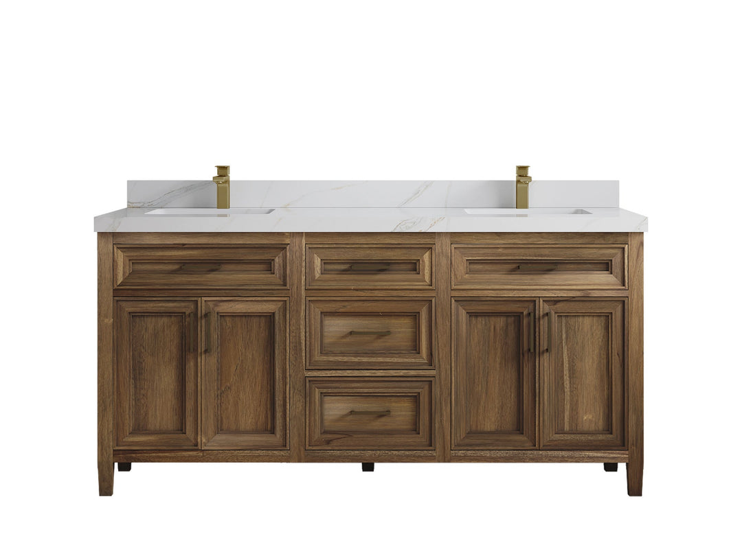 Santa Monica Teak Wood 72 in. W x 22 in. D Double Sink Bathroom Vanity - Willow Bath and Vanity