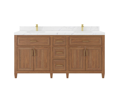 Santa Monica Teak Wood 72 in. W x 22 in. D Double Sink Bathroom Vanity - Willow Bath and Vanity