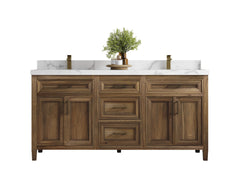 Santa Monica Teak Wood 72 in. W x 22 in. D Double Sink Bathroom Vanity - photo 1