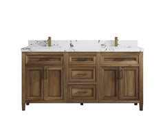Santa Monica Teak Wood 72 in. W x 22 in. D Double Sink Bathroom Vanity - photo 40