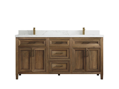 Santa Monica Teak Wood 72 in. W x 22 in. D Double Sink Bathroom Vanity - Willow Bath and Vanity