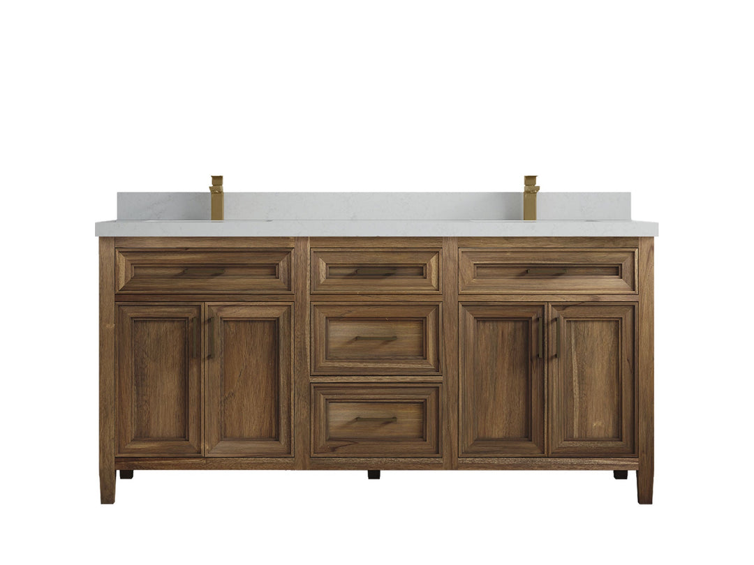 Santa Monica Teak Wood 72 in. W x 22 in. D Double Sink Bathroom Vanity - Willow Bath and Vanity