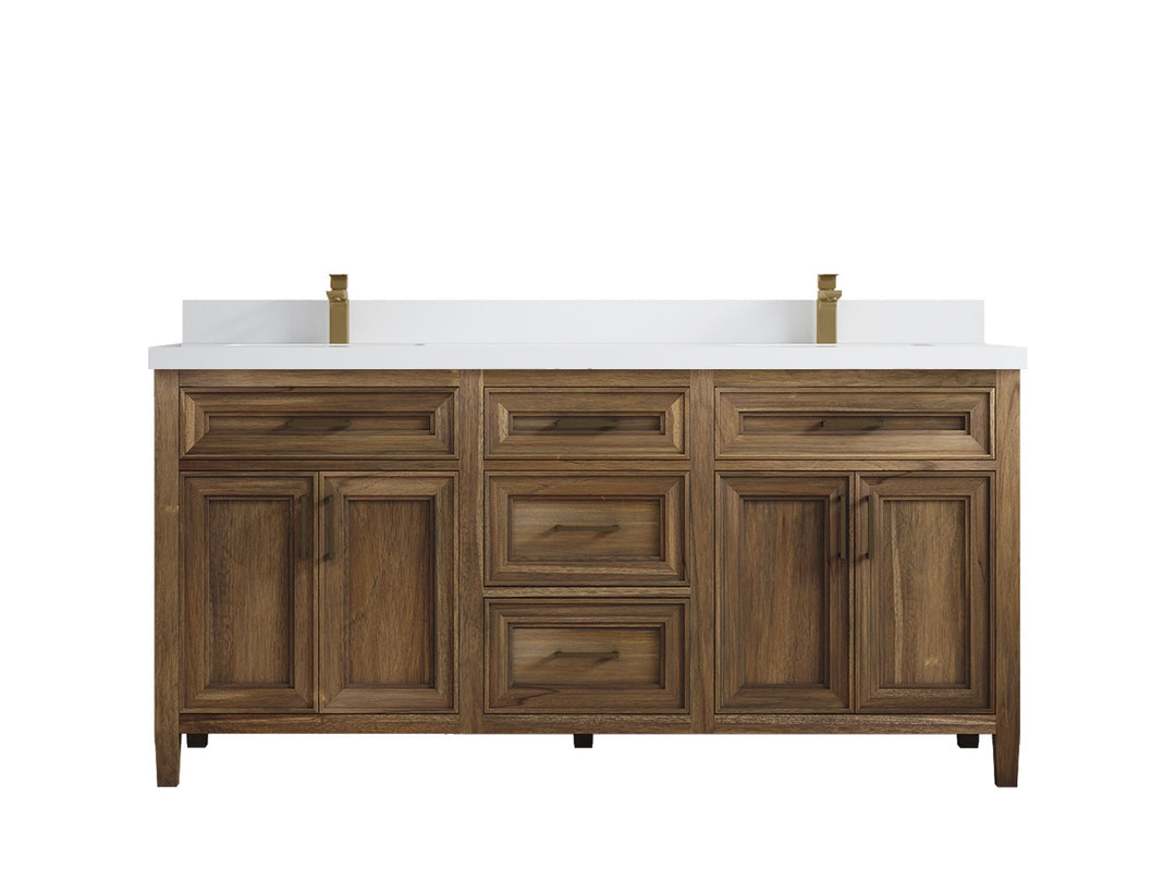 Santa Monica Teak Wood 72 in. W x 22 in. D Double Sink Bathroom Vanity - Willow Bath and Vanity