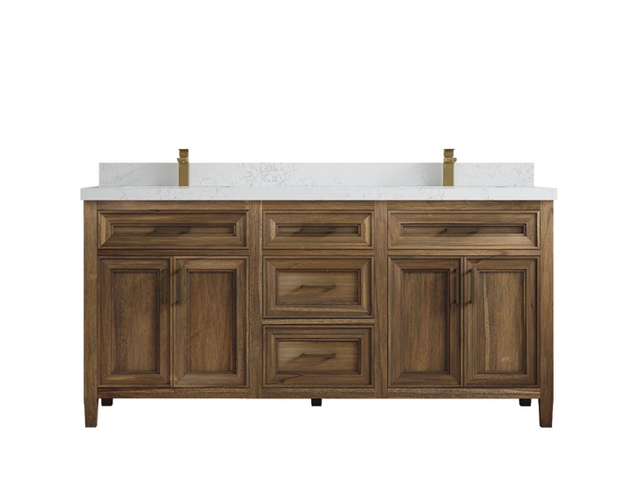 Santa Monica Teak Wood 72 in. W x 22 in. D Double Sink Bathroom Vanity - photo 36